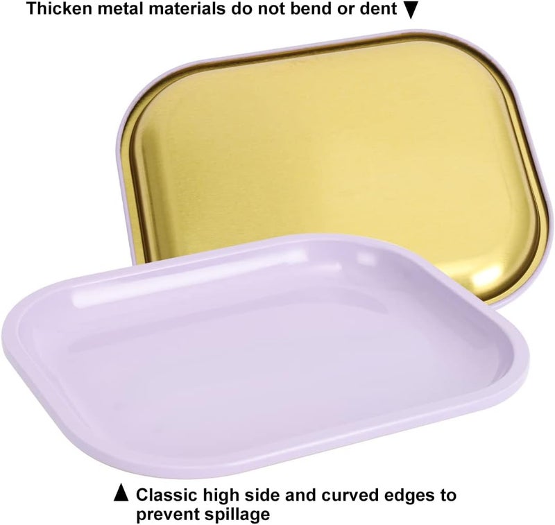 HOKirin Metal Tray With Soft Magnetic Lid, Small Blank With Spill Proof Cover, Cute Purple, Perfect for Home and On-The-Go, 7" x 5.5" x 0.6" - Image 3